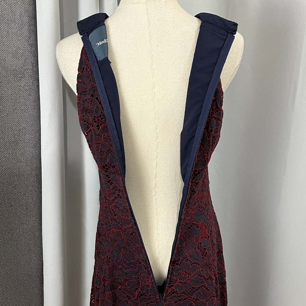 ModCloth A Night Like This Lace Dress Womens 6 Burgundy Floral Midi Ruffle - Picture 9 of 12